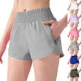 thumbnail image 1 of CFLVAEK Quick Dry Shorts for Women Double Lined High Waisted Workout Running Shorts with Zipper Pockets Pink S, 1 of 8