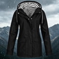 thumbnail image 1 of CFLVAEK Rain Jackets for Women Plus Size Waterproof Lightweight Raincoat Trendy Striped Lined Outdoor Hiking Travel Windbreaker with Pockets Black XXL, 1 of 7