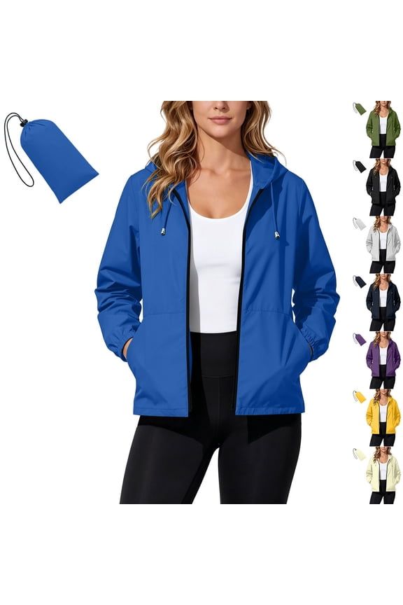 Rain Jackets for Women Lightweight Waterproof Packable Raincoat with Hood Fall Outdoor Hiking Travel Rain Coat with Pockets Yellow L