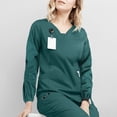 thumbnail image 1 of CFLVAEK Scrubs for Women Plus Size Long Sleeve Nurse Uniform with Pocket Comfy V Neck Underscrubs Solid Color Wrokwear Tops 2025 Green XXL, 1 of 4