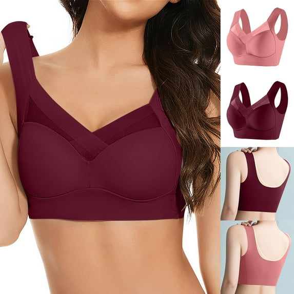 CFLVAEK Seamless Bras for Women Plus Size No Underwire Everyday Bralettes Comfort Full Coverage Beauty Back Bras Comfy Thin Side Push Up Bras Rose Gold XXXL