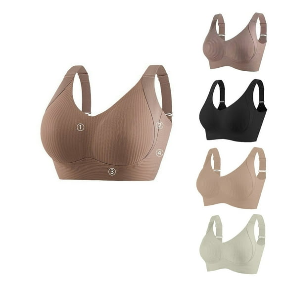 CFLVAEK Seamless Bras for Women Adjustable Strap Bra Comfort Push Up No Underwire Bra Comfortable Full Coverage Everyday Bras Beige XXL