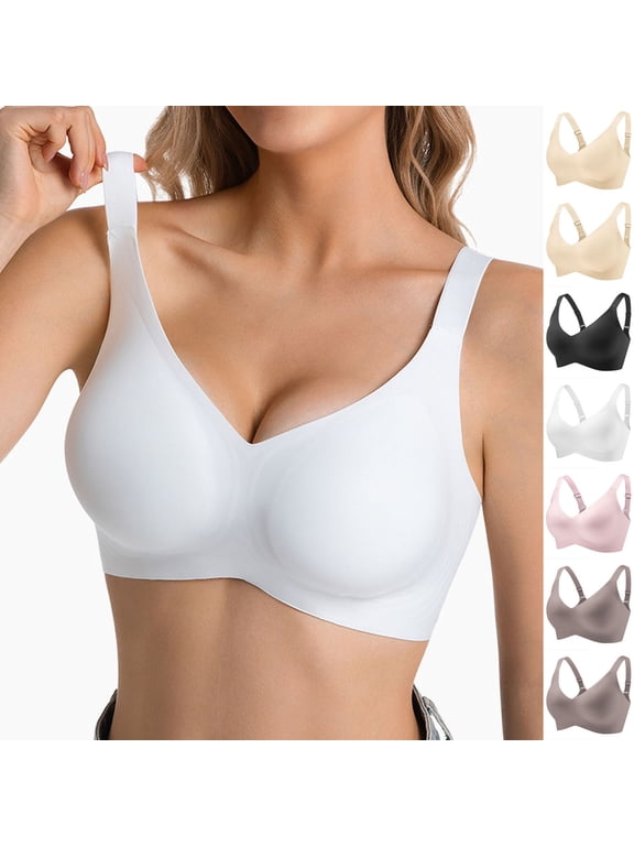 Seamless Bras for Women Wireless Plus Size Workout Bra Comfortable High Impact Full Coverage Yoga Fitness Bralettes White M