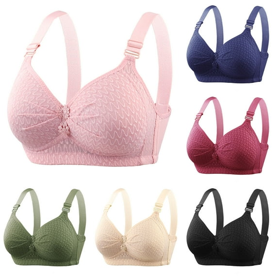 CFLVAEK Senior Womens Bras Plus Size Wirefree Everyday Bras Comfortable Full Coverage Push Up Bralettes Adjustable Strape Bralette for Big Bust Pink XL