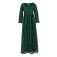 thumbnail image 1 of CFLVAEK Sequin Dress Women Plus Size Layered Long Sleeve Wedding Guest Dresses Sparkle Round Neck Party Dress Elegant Fall Maxi Dress, 1 of 4