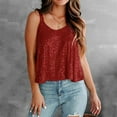 thumbnail image 1 of CFLVAEK Sequin Tank Tops for Women Cropped Round Neck Evening Party Blouse Sparkly Sleeveless Night Club Shirts 70s Glitter Disco Tops Wine XL, 1 of 6