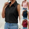 thumbnail image 1 of CFLVAEK Sleeveless T Shirts for Women Button Down Lapel Collared Tank Tops Summer Solid Color Basic Shirts Dressy Casual Tank Top Wine XL, 1 of 8