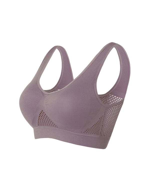 Sports Bras for Women Plus Size Cooling Comfort High Impact Wireless Bra Breathable Lift Up Air Bra Comfy Full Coverage Yoga Running Workout Bras 2025 Gray XL