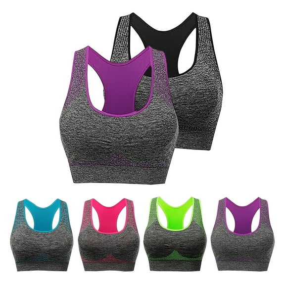 CFLVAEK Sports Bras for Women Pack of 2 Racerback High Impact Wireless Bras Comfort Full Coverage Yoga Running Bralette 2025 L
