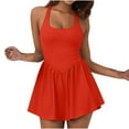 thumbnail image 1 of Black_Friday Deals CFLVAEK Sporty Tennis Dresses Women Casual Square Neck Active Dress Lightweight Pleated Tank Dress Athletic Cut Out A Line Dress Summer Solid Mini Dresses with Shorts, 1 of 8
