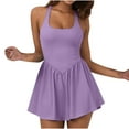thumbnail image 1 of CFLVAEK Sporty Tennis Dresses Women Casual Square Neck Active Dress Lightweight Pleated Tank Dress Athletic Cut Out A Line Dress Summer Solid Mini Dresses with Shorts, 1 of 8