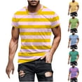 thumbnail image 1 of CFLVAEK Striped T Shirt Men Big and Tall Short Sleeve Summer Tshirts Comfy Crew Neck Tshirt for Workout Gym Fitness Blue XXXL, 1 of 6
