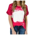 thumbnail image 1 of CFLVAEK Sublimation Blank Shirts for Women Casual Bleached Short Sleeve Blouses Loose Fitted Round Neck Going Out Tunics, 1 of 6