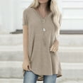 thumbnail image 1 of CFLVAEK Summer Casual Tunics for Women Plus Large Size Solid Color V Neck Raglan Shirts Flowy Short Sleeve Blouses Loose Fit Beach Vacation Tops Markdown and Clearance, 1 of 5