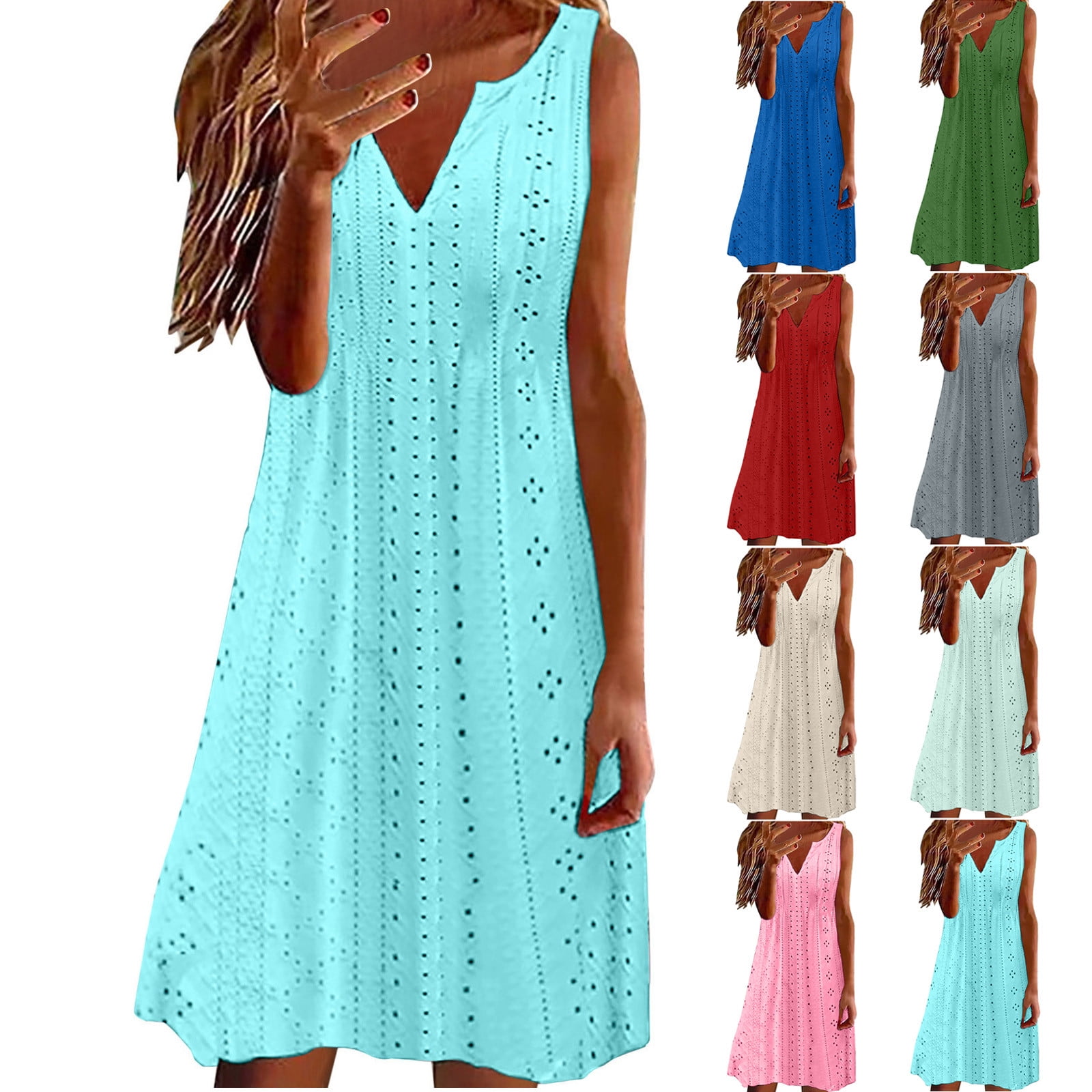 Womens Casual Vacation Dress, Deep V Neck Sleeveless Bohemian Style Beach Strappy Summer Maxi Resort Wear Sundress:Apparel