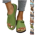 thumbnail image 1 of CFLVAEK Summer Sandals for Women Extra Wide Beach Walking Sandal Comfortable Arch Support Flat Sandals Orthopedic Shoes Plus Size Size 5.5, 1 of 10