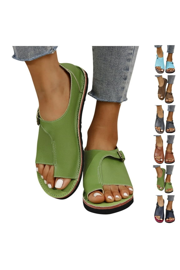 Summer Sandals for Women Extra Wide Beach Walking Sandal Comfortable Arch Support Flat Sandals Orthopedic Shoes Plus Size Size 5.5