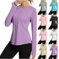 thumbnail image 1 of CFLVAEK Sun Protection Shirts for Women Long Sleeve UPF 50+ Clothing Casual Round Neck Rash Guard Summer Hiking Fishing Outdoor Shirt, 1 of 9
