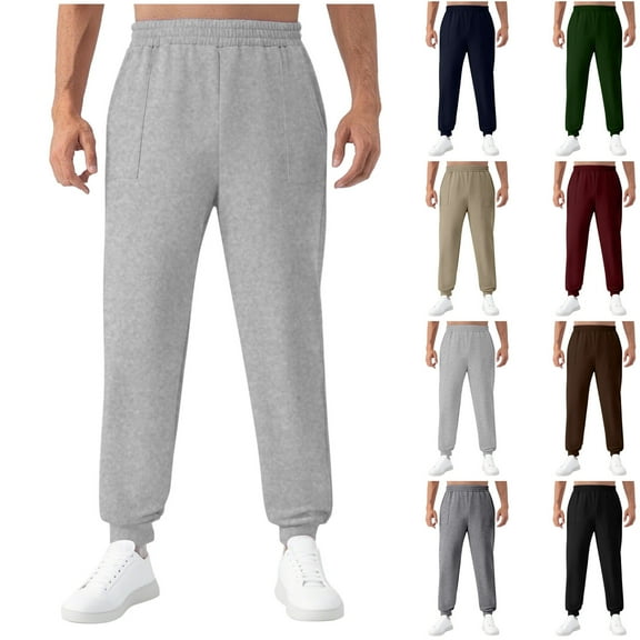 CFLVAEK Sweatpants for Men Big and Tall Elastic Waist Joggers Track Pants with Pockets Casual Elastic Bottom Sweatpant for Gym Workout Running Black L