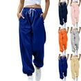 thumbnail image 1 of CFLVAEK Sweatpants for Women Casual Drawstring High Waisted Joggers Pants with Pockets Comfy Cinch Bottom Workout Hiking Pant Solid Color Fleece Lined Sweat Pants Blue S, 1 of 7