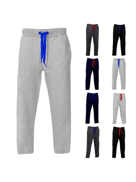 Sweatpants for Men Open Bottom Fall Winter Workout Athletic Pants Big and Tall Drawstring Elastic Waist Sweatpant Gray L