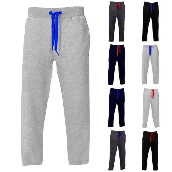 CFLVAEK Sweatpants for Men Open Bottom Fall Winter Workout Athletic Pants Big and Tall Drawstring Elastic Waist Sweatpant Navy XXL