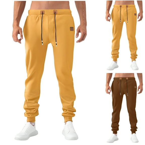CFLVAEK Sweatpants for Women Big and Tall Drawstring High Waist Jogger Pants Elastic Bottom Plain Track Pants for Workout Running Gym Yellow XXXL