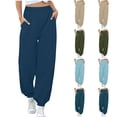 thumbnail image 1 of CFLVAEK Sweatpants for Women Loose Fit Cinch Bottom Baggy Sweatpant Casual Elastic High Waisted Lounge Pants with Pockets Khaki S, 1 of 9