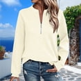 thumbnail image 1 of CFLVAEK Sweatshirts for Women Casual Half Zip Crewneck Sweatshirt Trendy Loose Long Sleeve Pullover Tops Beige M, 1 of 8