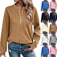 thumbnail image 1 of CFLVAEK Sweatshirts for Women Casual Half Zip Crewneck Sweatshirt Trendy Loose Long Sleeve Pullover Tops Blue XL, 1 of 9