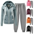 thumbnail image 1 of CFLVAEK Sweatsuits for Women 2pcs Outfits Plus Size Zip Up Hooded Jackets Casual Drawstring Waist Jogger Pants Fall Winter Workout Sets Orange XXL, 1 of 7