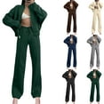 thumbnail image 1 of CFLVAEK Sweatsuits for Women 2pcs Outfits Zip Up Sweatshirt Jackets Drawstring High Waist Wide Leg Trousers Fall Trendy Workout Sets Blue M, 1 of 8