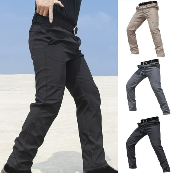 CFLVAEK Tactical Pants for Men Stretch Wide Leg Military Pants Big and Tall Comfort Waist Trousers Solid Color Workout Trainning Pant Black XXXL