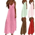 thumbnail image 1 of CFLVAEK Tank Dresses for Women Summer Casual V Neck Sleeveless Maxi Dress Loose Eyelet Vacation Beach Dress Solid Color Sundress 2025 Hot Pink S, 1 of 7