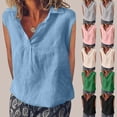 thumbnail image 1 of CFLVAEK Tank Tops for Women Casual Summer Lapel V Neck Tops Loose Fit Cap Sleeve T Shirts Solid Color Classic Tank Top 2025 Beige M, 1 of 7