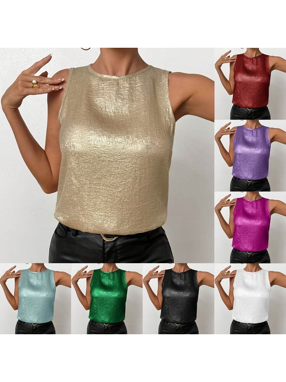 Tank Tops for Women Dressy Casual Crewn Neck Shirts Loose Fit Sleeveless Work Business Tank Top Solid Color Office Tank Top Wine XL