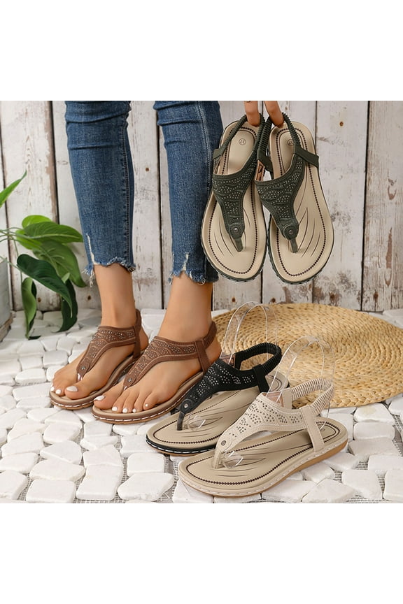 Thong Sandals for Women Summer Flip Flops Comfortable Ankle Strap Slip On Flat Sandals Beach Walking Flat Sandals 2025 Size 6.5