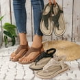 thumbnail image 1 of CFLVAEK Thong Sandals for Women Summer Flip Flops Comfortable Ankle Strap Slip On Flat Sandals Beach Walking Flat Sandals 2025 Size 7, 1 of 9