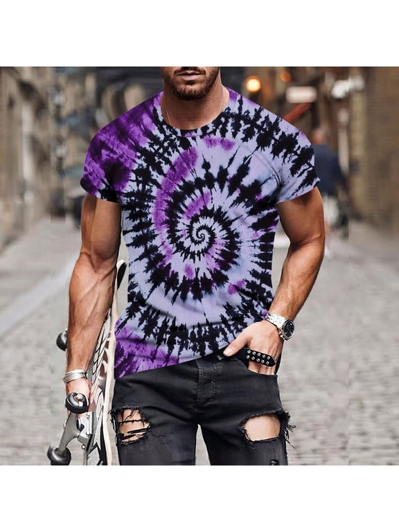 Tie Dye T Shirts for Men Big and Tall Short Sleeve Tshirt Loose Fitted Round Neck Tshirts Summer Fashion Tees 2026