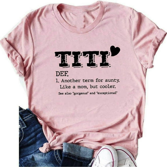 CFLVAEK Titi Letter Graphic Tees Shirt for Women Summer Casual Round Neck Shirts Soft Short Sleeve Shirt 2026 Aunty Gift Pink Tops