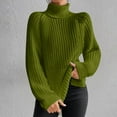 thumbnail image 1 of CFLVAEK Turtleneck Sweaters for Women 2025 Cable Knit Plus Size Pullover Tops Solid Color Warm Sweaters Casual Long Sleeve Fall Sweaters Green M, 1 of 7
