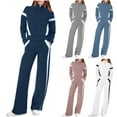 thumbnail image 1 of CFLVAEK Two Piece Sweatsuits for Women Zip Up Sweatshirt Jackets Wide Leg Sweatpants Trendy Color Block Print Fall Winter Athletic Outfit Sets Gray XXL, 1 of 8
