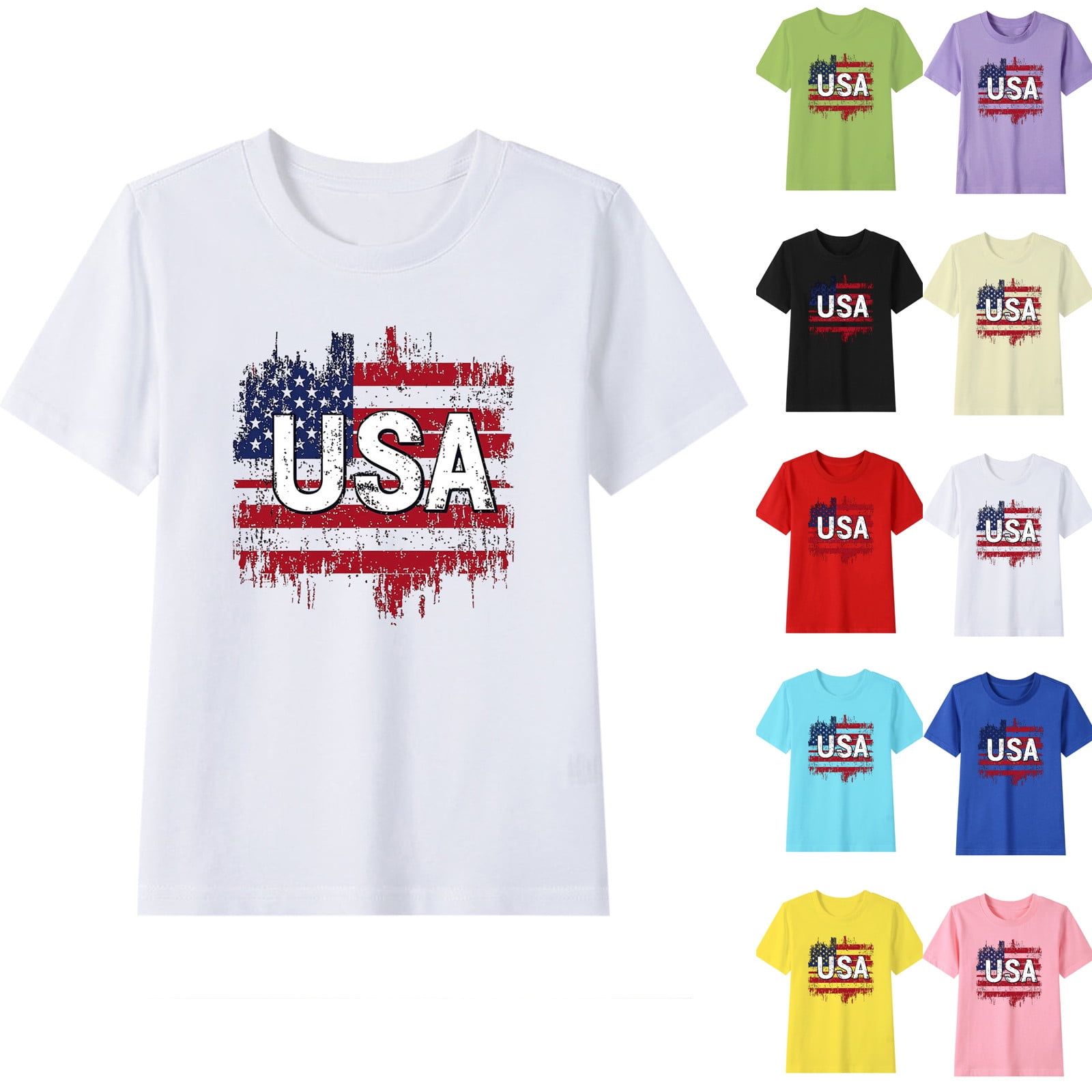 CFLVAEK USA Flag Patriotic Fourth of July Shirts for Kids Indenpendence ...