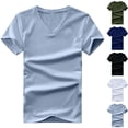 thumbnail image 1 of CFLVAEK V Neck T Shirts for Men Cotton Short Sleeve Summer T Shirt Solid Color Classic Tees White M, 1 of 9