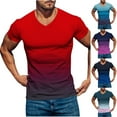 thumbnail image 1 of CFLVAEK V Neck T Shirts for Men Fashion Gradient Graphic Tees Big and Tall Short Sleeve Tshirts Casual Summer Pullover Tops Blue XXXL, 1 of 5