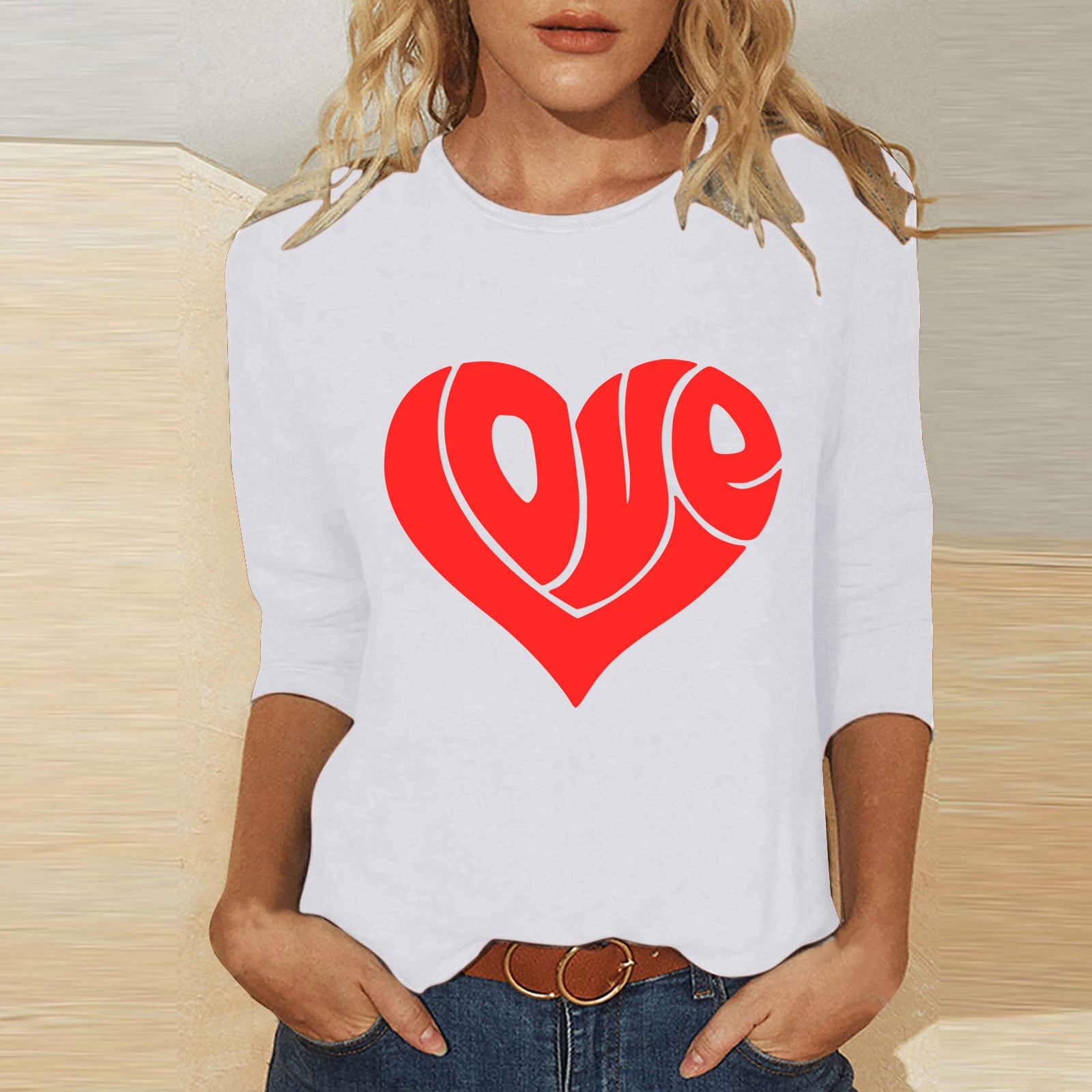 CFLVAEK Valentines Day Shirts for Women Funny Love Heart Graphic T