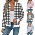 thumbnail image 1 of CFLVAEK Waffle Knit Jackets for Women Fashion Plaid Jacket Fall Winter Shacket Casual Full Zip Up Long Sleeve Coat with Pockets Pink S, 1 of 6