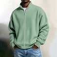 thumbnail image 1 of CFLVAEK Waffle Knit Sweatshirts for Men Casual Zip Up Fall Winter Sweatshirt Solid Color Loose Long Sleeve Outfits Green XXL, 1 of 6