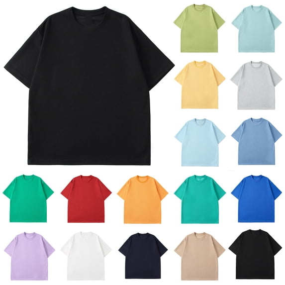 CFLVAEK Waffle Knit Tops for Men Oversized Round Neck t sHIRTS Big and Tall Short Sleeve Pullover Top Summer Casual Solid Color Tshirts Sky Blue L