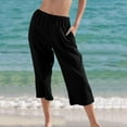 thumbnail image 1 of CFLVAEK Wide Leg Capri Pant with Pocket for Women Baggy Solid Ruched Beach Pant Flowy Summer Casual Straight Pedal Pushers Lightweight Mid Rise Lounge Pants, 1 of 6